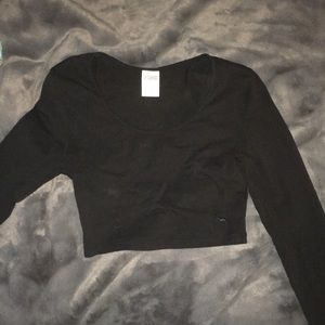 Victoria's Secret PINK black long sleeve crop top